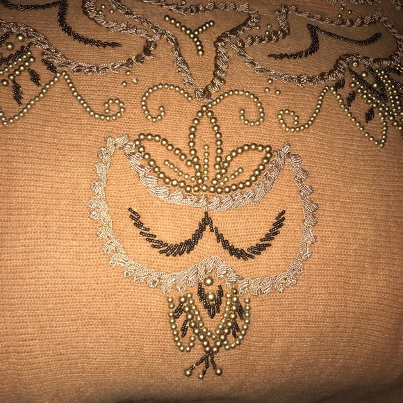 Delicate Hand Embroidered Light Sweater 70%Lambswool 20%Angora 10%Nylon Woman’s - Picture 2 of 9